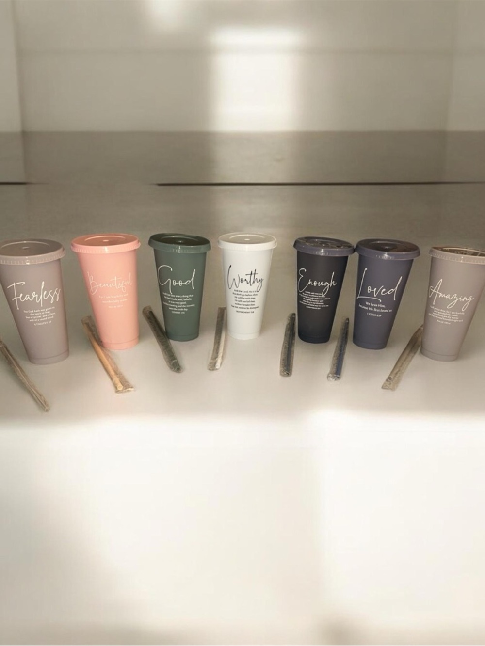 Inspirational Reusable Travel Tumbler - Pastel Assorted Colors